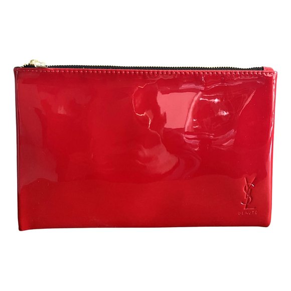 Yves Saint Laurent Red Leather Clutch Shoulder Bag YSL Pin Purse Gold-to… - Picture 13 of 13
